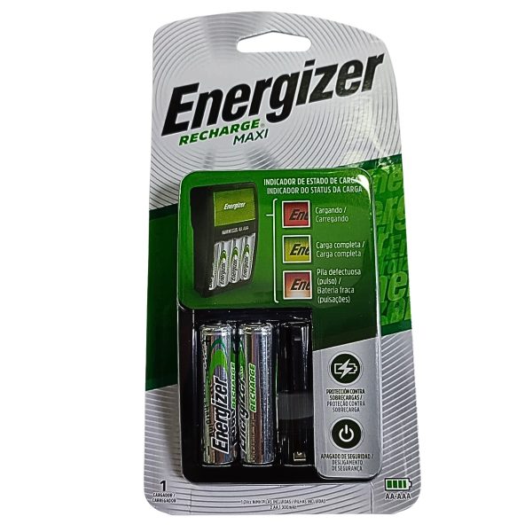 Cargador Energizer Recharge Maxi con 2 Pilas AA Recargables NiMH