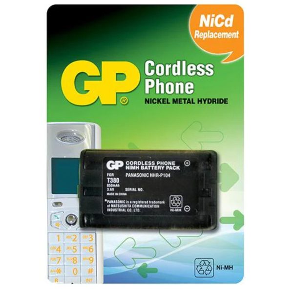 Batería Ni-MH GP para Teléfono Inalámbrico Panasonic HHR-P104 (Reemplazo NiCd)
