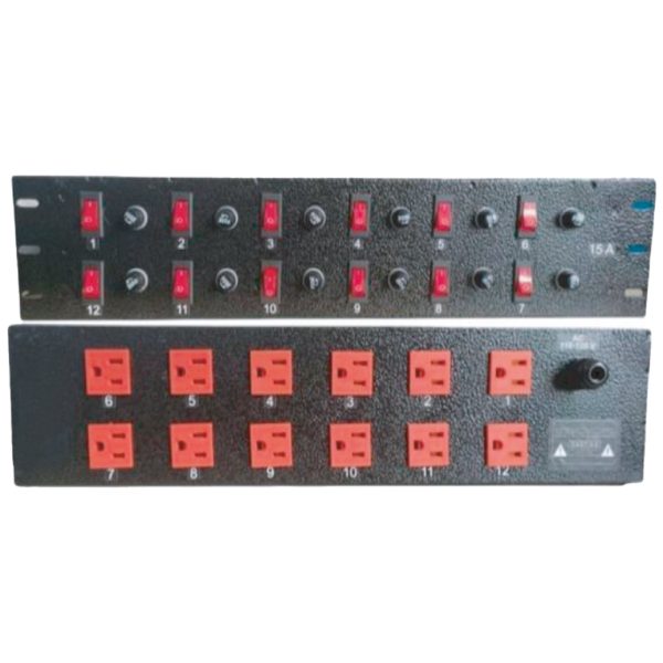 Switchera Metálica Para Rack 12 Tomas, 12 Switch, 12 Fusibles de 1 Metro