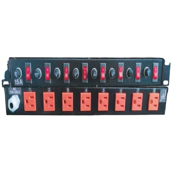 Switchera Metálica Para Rack 8 Tomas, 8 Switch, 8 Fusibles de 1 Metro