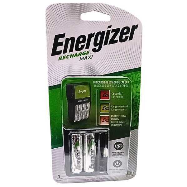 Cargador Pilas Energizer Recharge Maxi con 4 Pilas AA Recargables