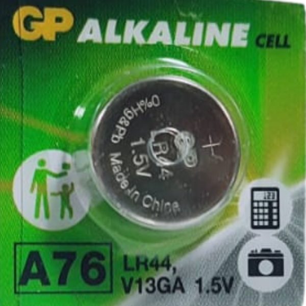 Pila de botón alcalina GP A76 LR44 V13GA, 1.5V, sin mercurio