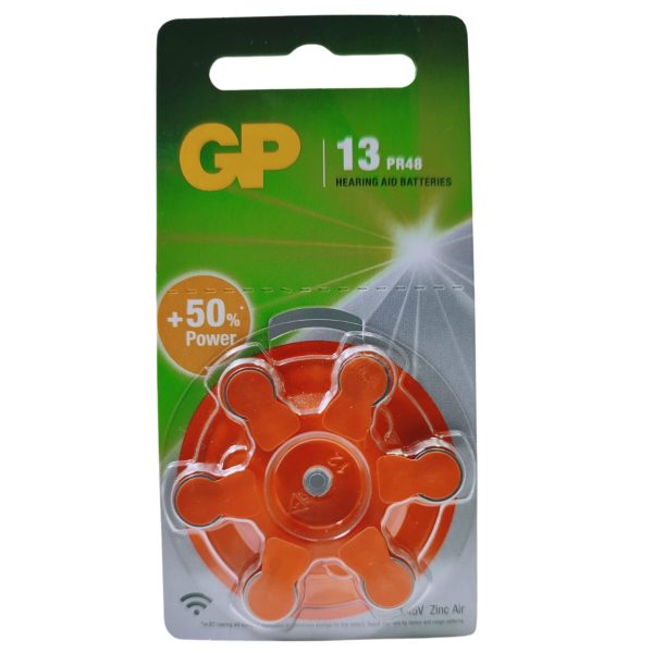 Baterías para audífonos GP 13 PR48 Zinc Air, 1.45V (Pack de 6)