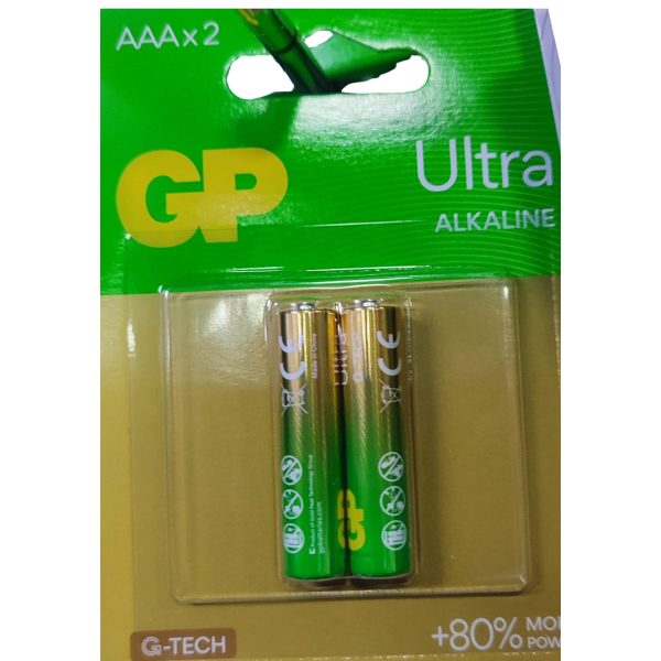 Pilas Alcalinas AAA GP Ultra G-Tech x2 de Larga Duración
