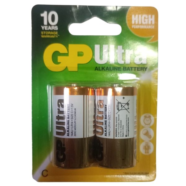 GP Ultra Baterías Alcalinas C (LR14) de Alto Rendimiento - Pack x 2