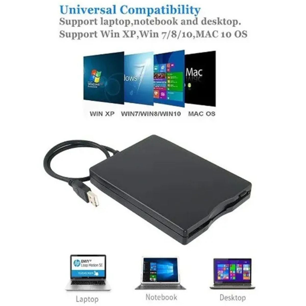 Lector Grabador De Disquetes 3.5 Usb Portátil, Capacidad 720Kb y 1.44mb Negro - Imagen 11