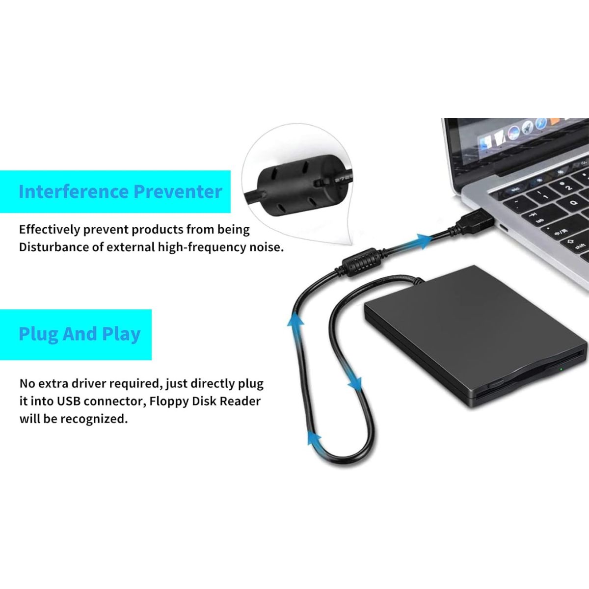 Lector Grabador De Disquetes 3.5 Usb Portátil, Capacidad 720Kb y 1.44mb Negro - Imagen 6